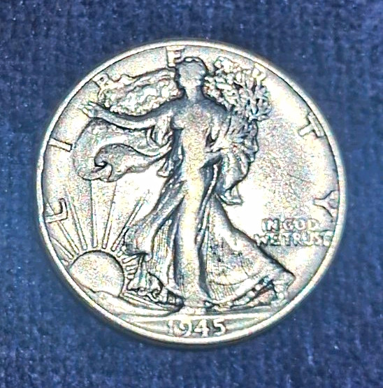 Walking Liberty Half Dollar 50C 1945 P Philadelphia Silver 0.9 Fine KM#142