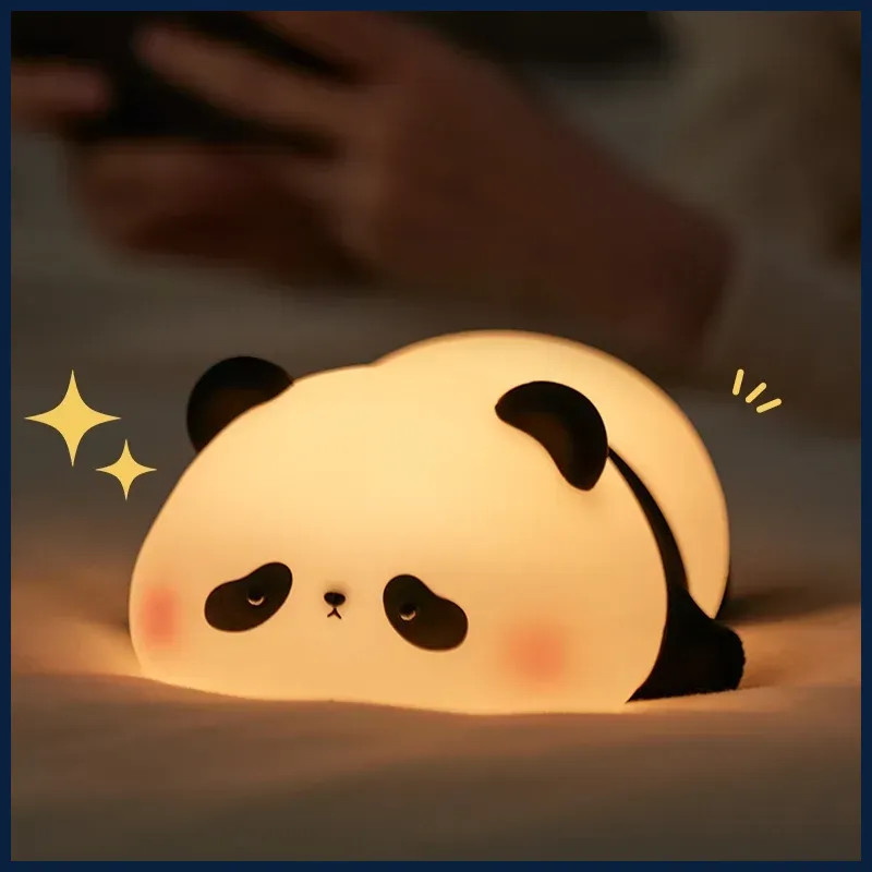 Lámpara Nocturna LED Panda Silicona Recargable USB Niños