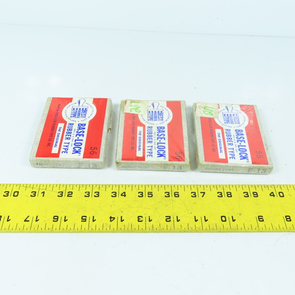 Base-Lock No. 56 F-13 Rubber Type Figure Font Stamps Lot Of 3