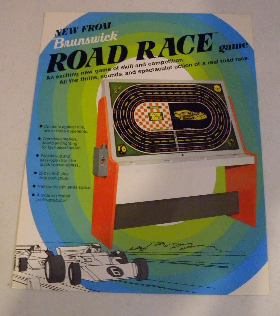 NICE 1974 Brunswick "Road Race" Arcade Game Sales Flyer Free USA Shipping!