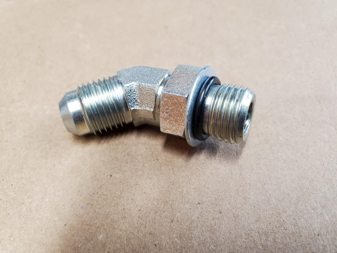 AM Western Fisher SnowEx Hydraulic Fitting 45° Elbow 6M JIC/-6M ORB 26694 56276