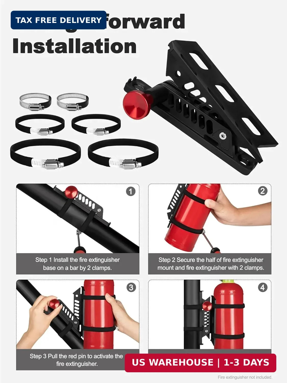 Adjustable Fire Extinguisher Mount, Easy Install on Roll Bar/ Cage Fire Extingui