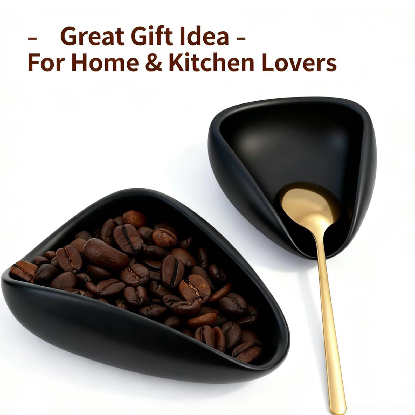Ceramic Coffee Bean Dosing Cup + Sprayer Gift Set, coffee spray set, Black
