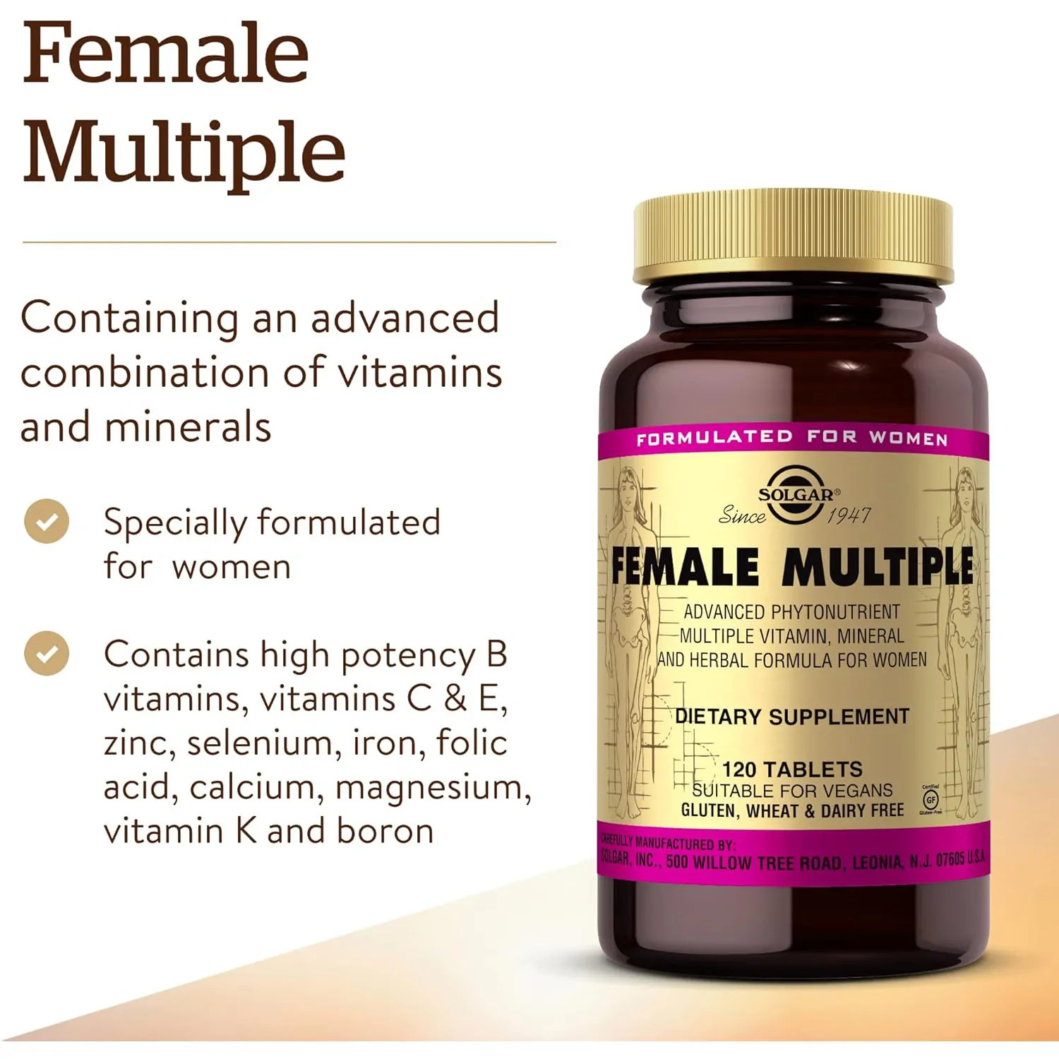 Solgar, Female Multiple, 120 Tablets