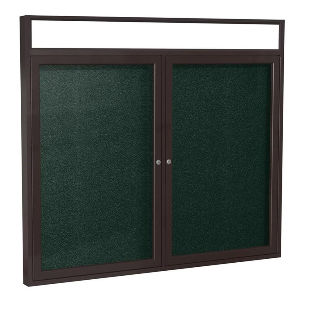 Ghent's Vinyl 36" x 60" 2 Door Enclosed Bulletin Board in Ebony Brown
