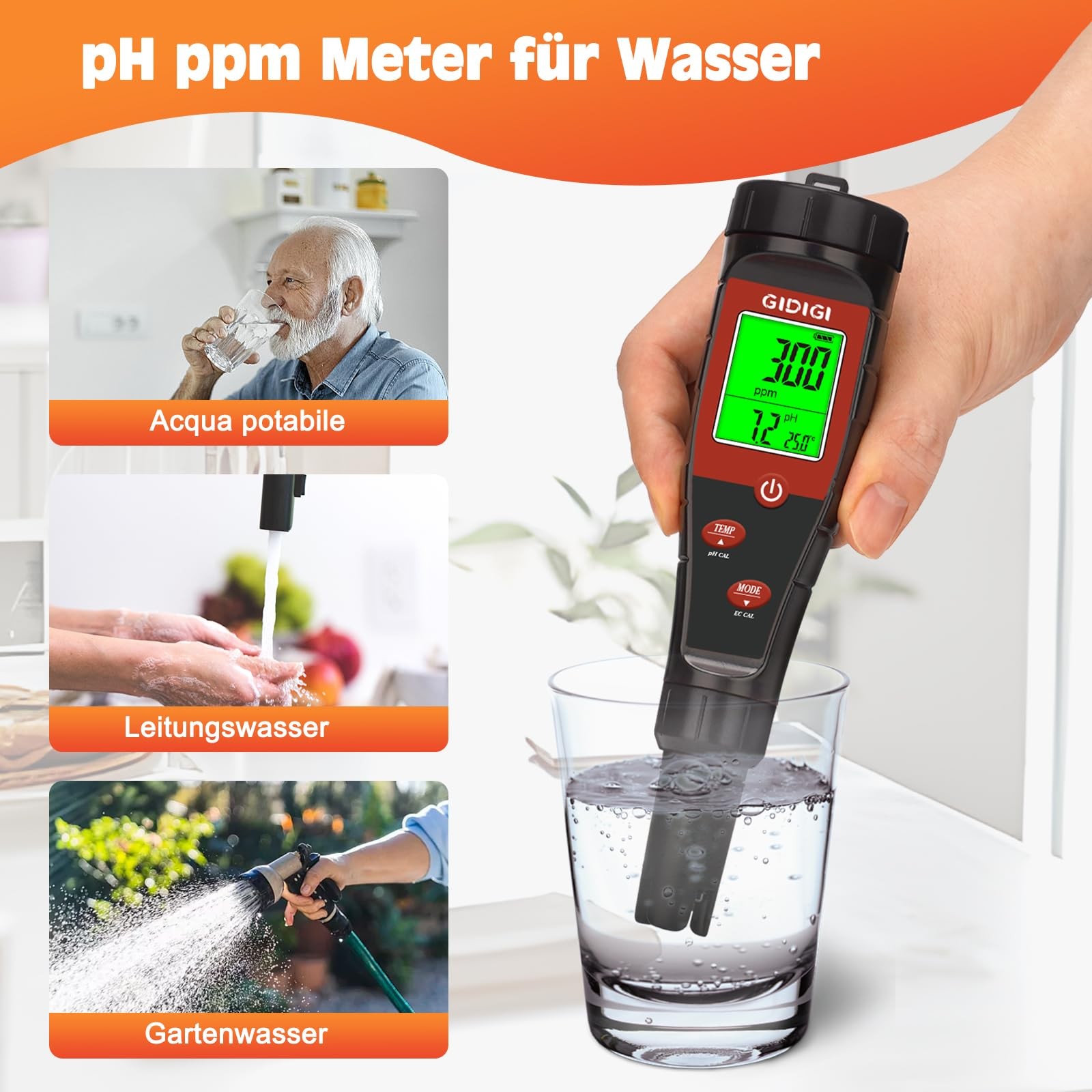Digital pH Tester for Water, Meter Hydroponic TDS EC...