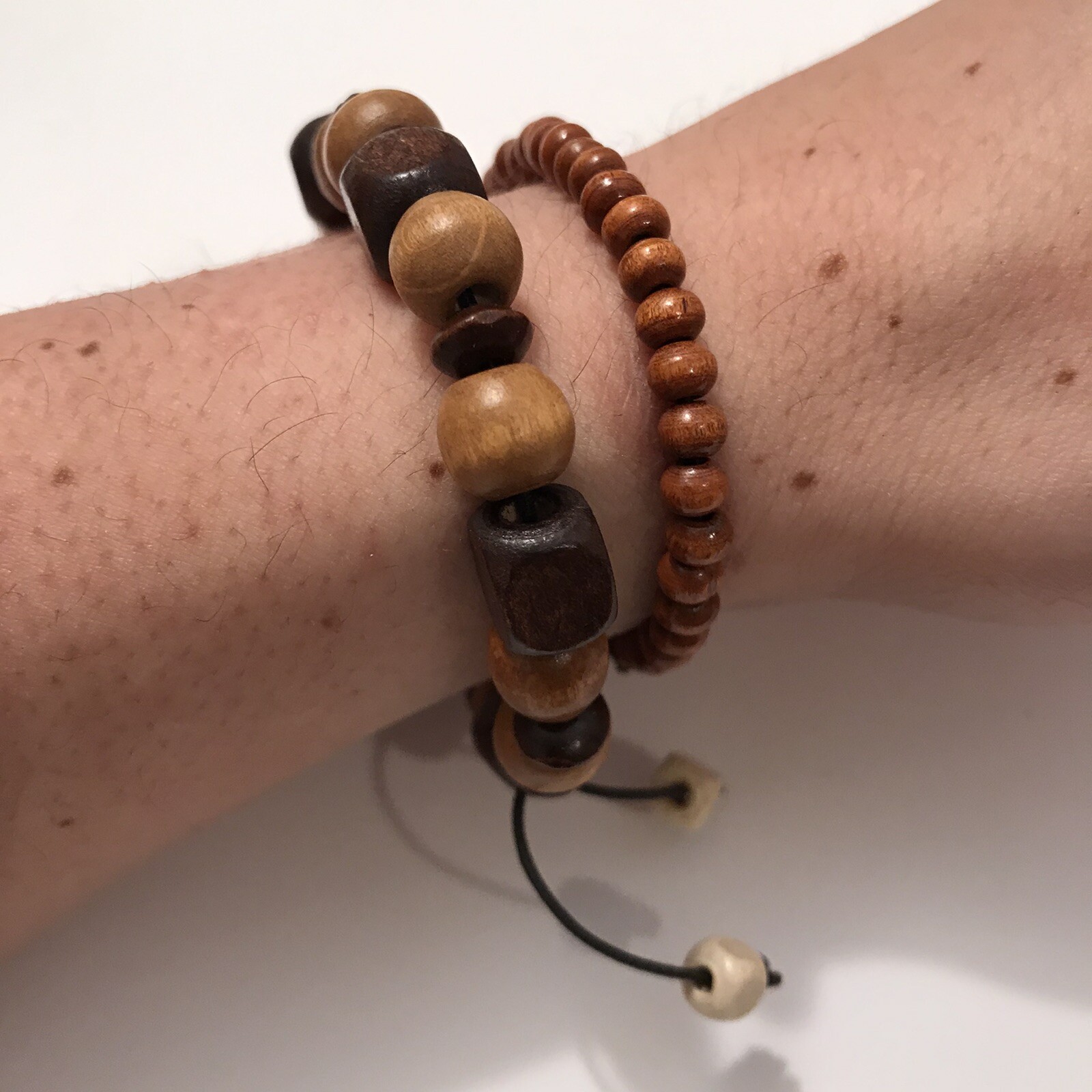 mens bracelet Wood-glass beads Set