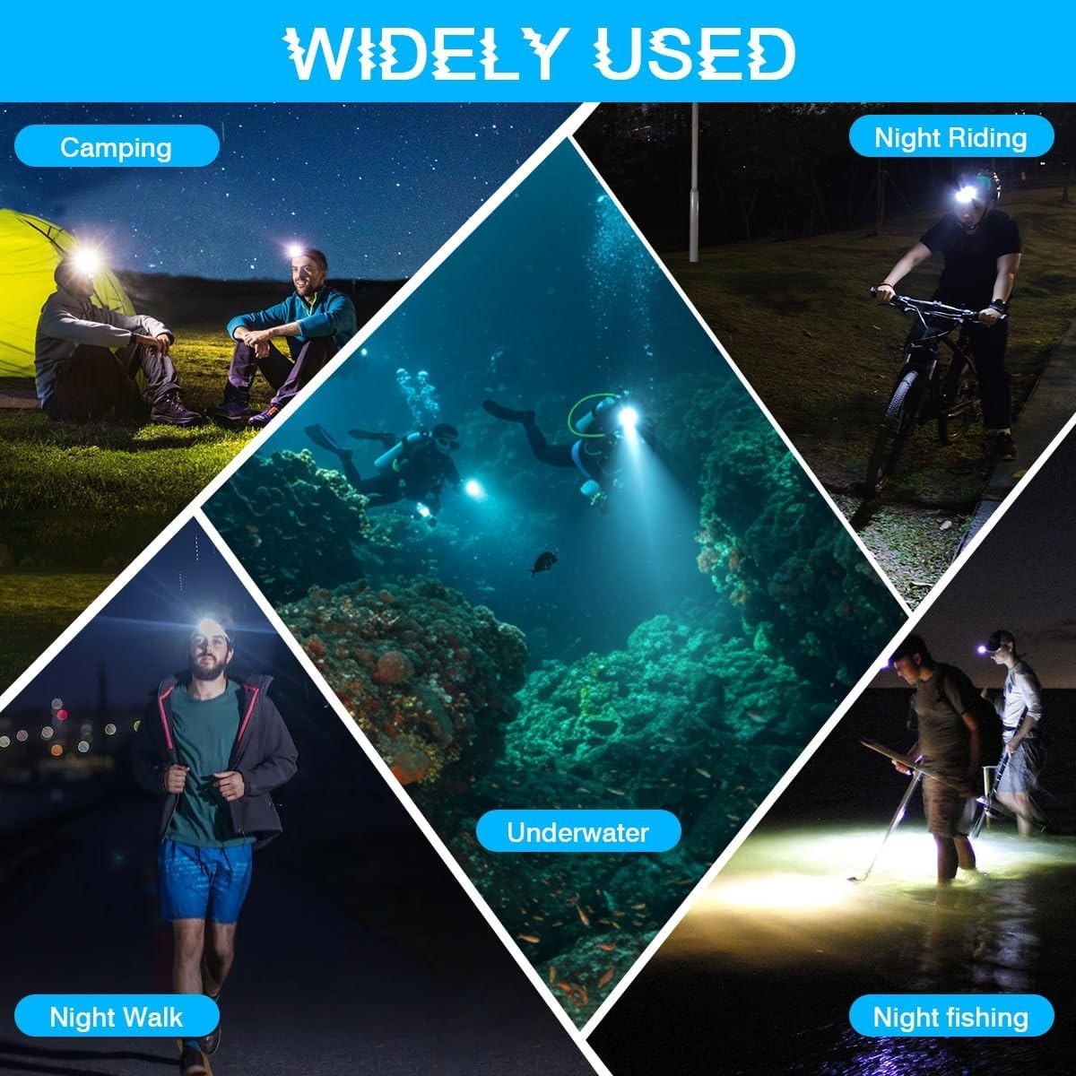 3000 Lumens Super Bright Diving Headlamp Waterproof Dive Flashlight Rech...
