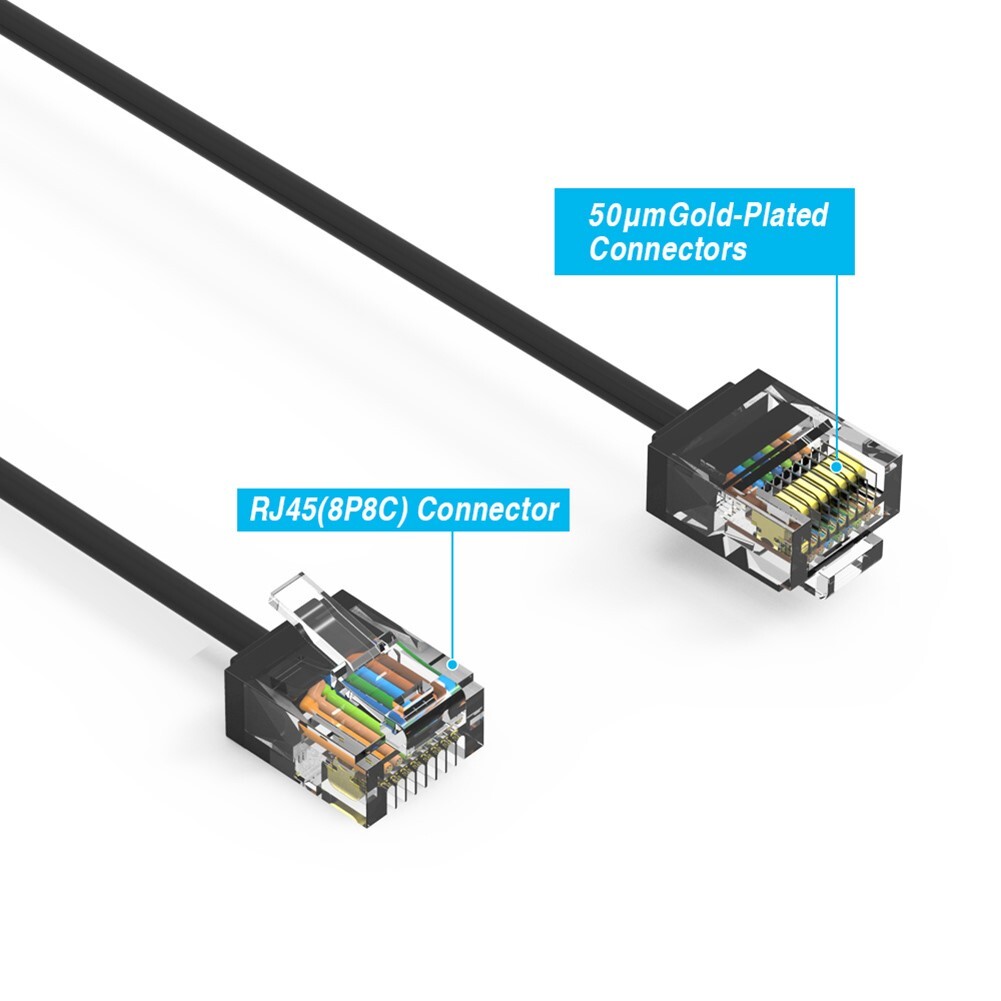 4FT Cat6A RJ45 Network LAN Ethernet UTP Patch Cable Super Slim Cord 32AWG Black