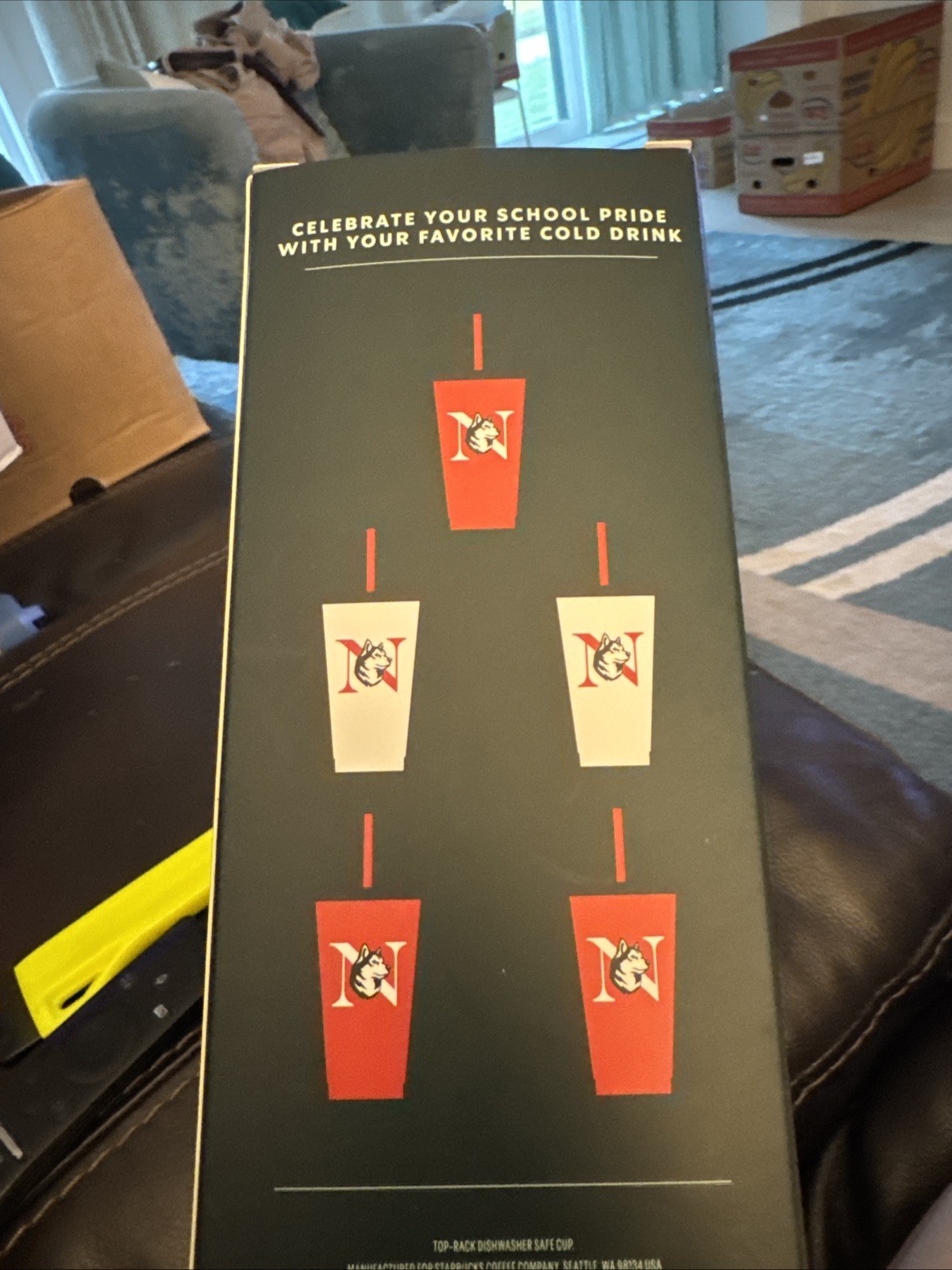 NWT Starbucks Campus Collection Reusable Cold Cups 5 Pack Northeastern Huskies