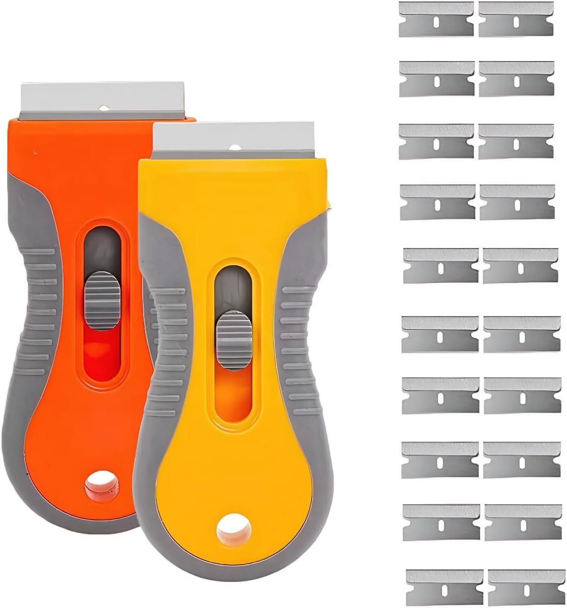 Retractable Razor Blade Scraper Tool, 2 Pack with 20 Extra Replacement Blades, S