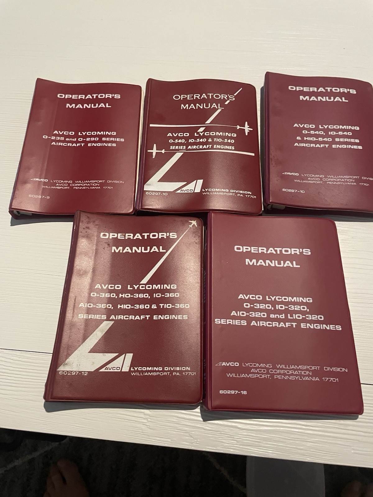 AVCO Lycoming Operator’s Books Series Aircraft Engines (5 Total) 1960’s 70’s