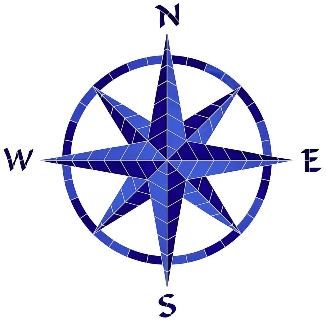 Artistry in Mosaics Eight Point Compass Ceramic Swimming Pool Mosaic (42" x...