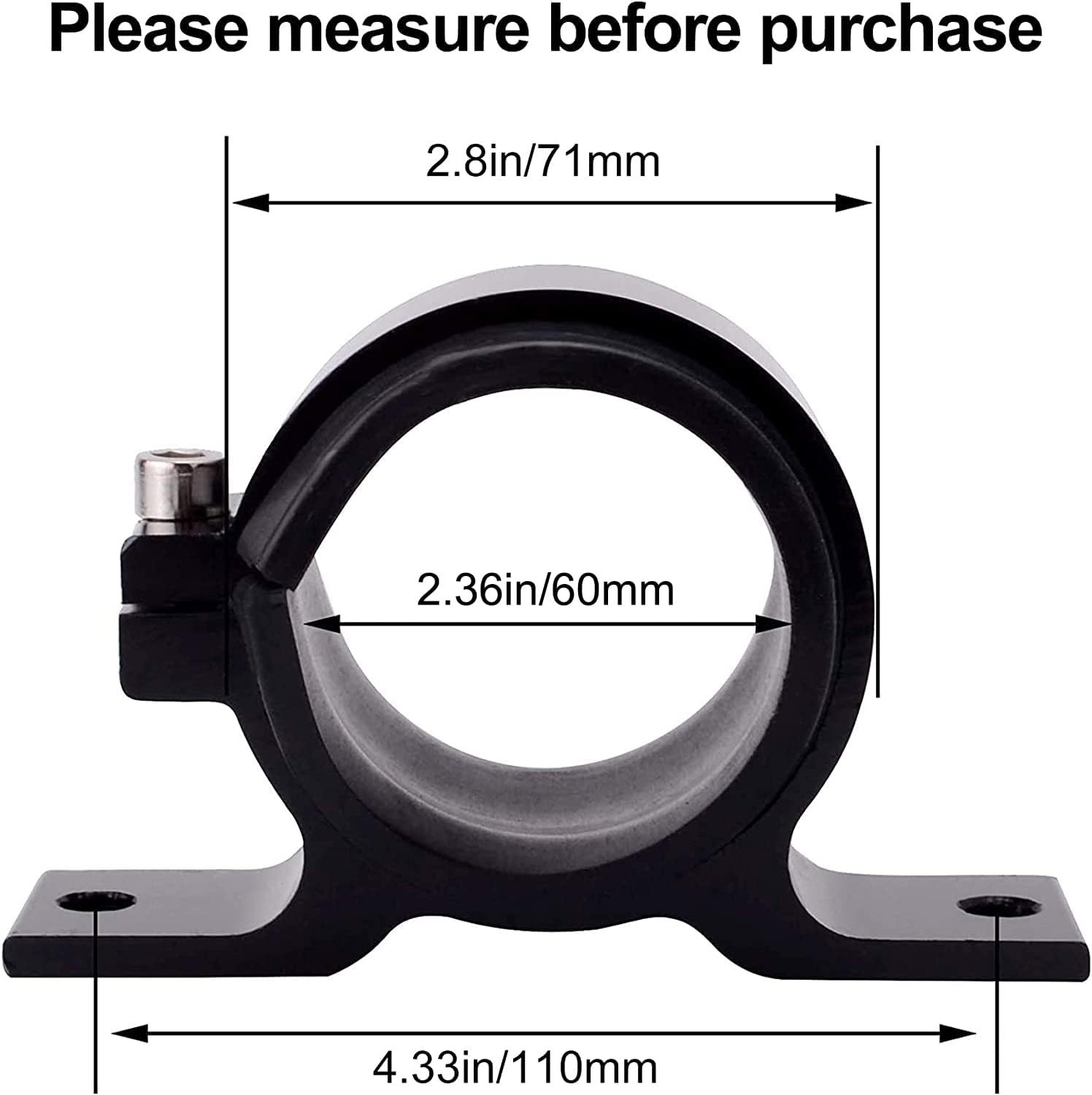 EVIL ENERGY 60mm Fuel Filter Mounting Bracket, Pump Clamp 60mm, Black