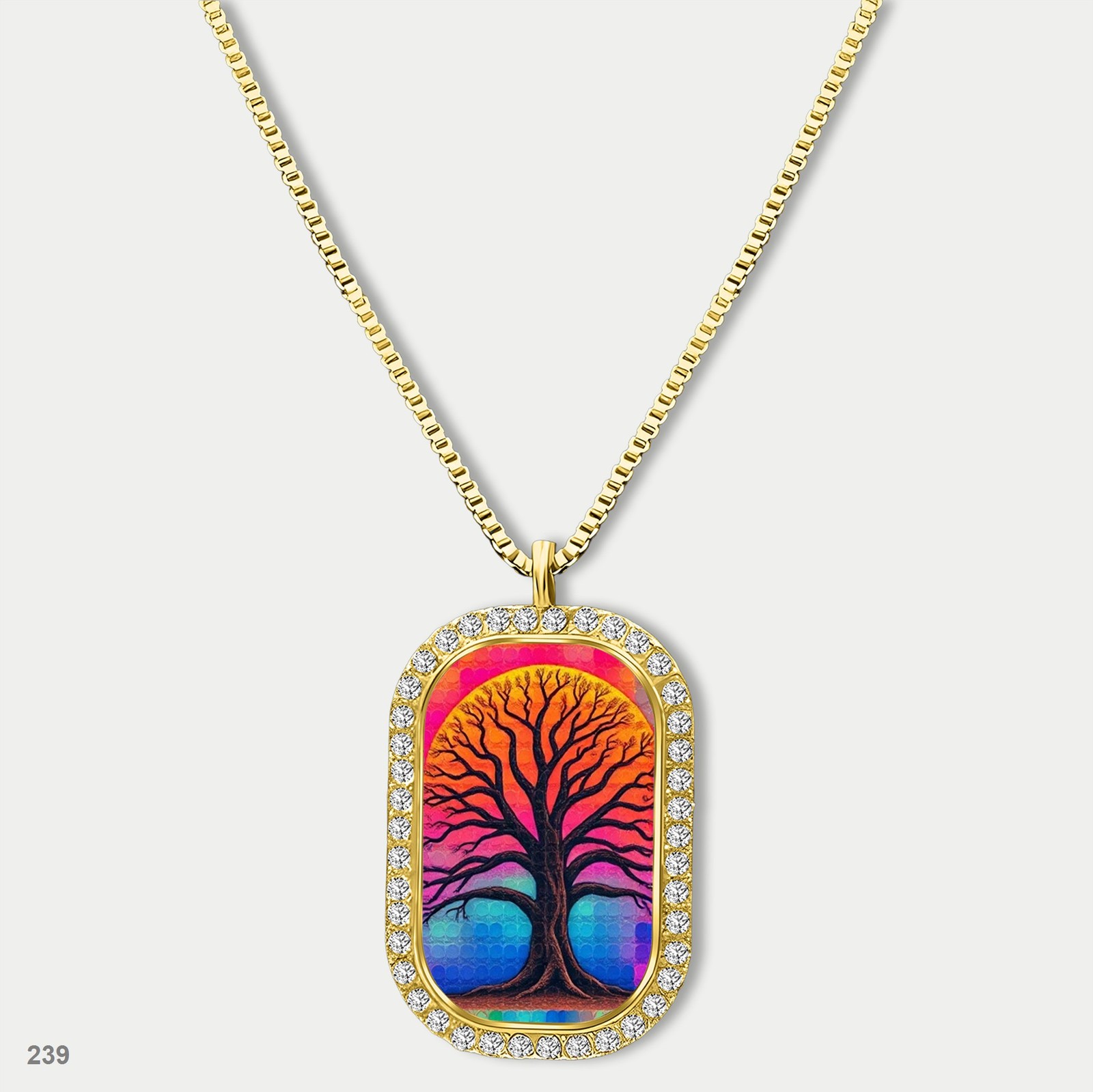Amazing Colorful Tree of Life Pendant Necklace Chain Image Dog Tag Chain Gift De