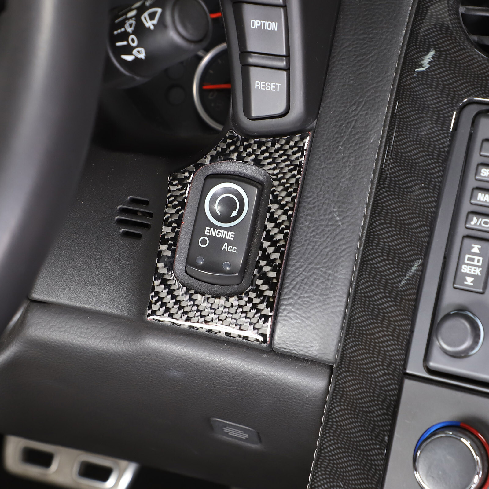 For Corvette C6 2005-2013 Carbon Fiber Engine Start Button Interior Trim Sticker