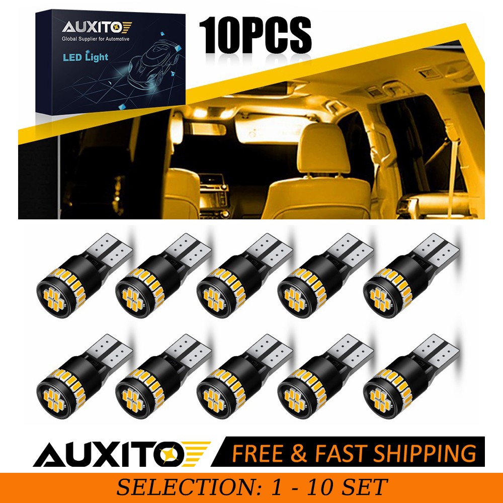 10-100 T10 168 194 LED License Plate Light Bulb Interior Side Marker Lamps Amber