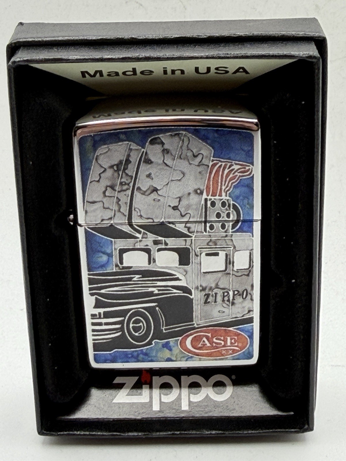 2026 Case XX Cutlery Zippo Car Design High Polish Chrome Zippo Lighter New
