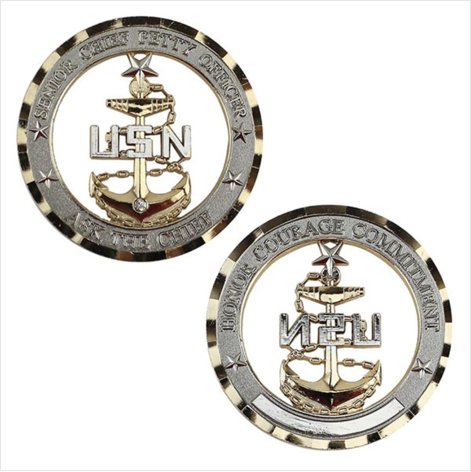 GENUINE U.S. NAVY COIN: E8 CHIEF PETTY OFFICER