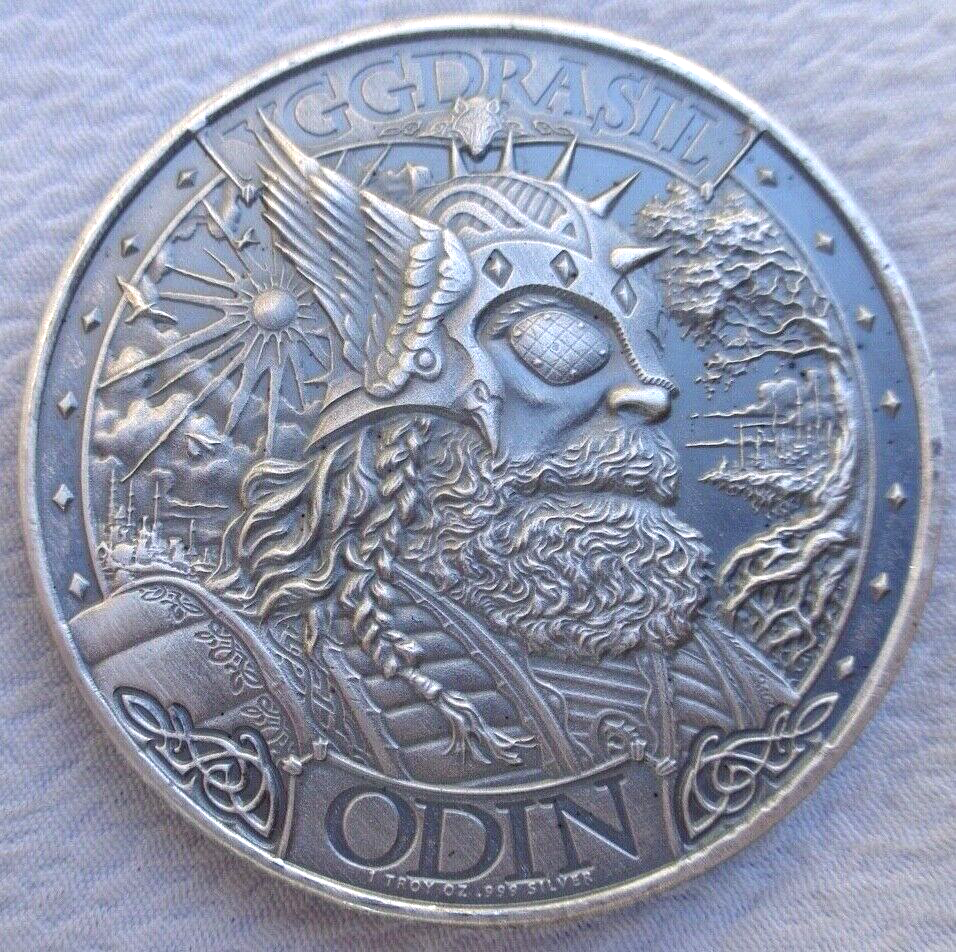 1 oz. ASGARD Mythical Cities Series ODIN antiqued UHR rounds .999 fine silver