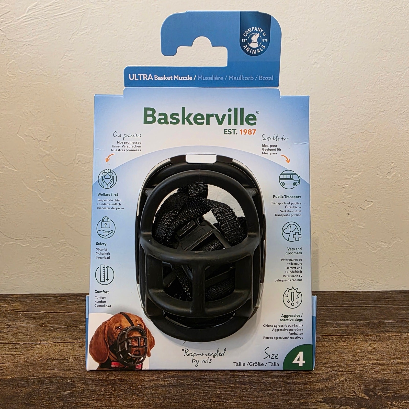 Baskerville Ultra Dog Basket Muzzle Size 4 Adjustable Black New in Box