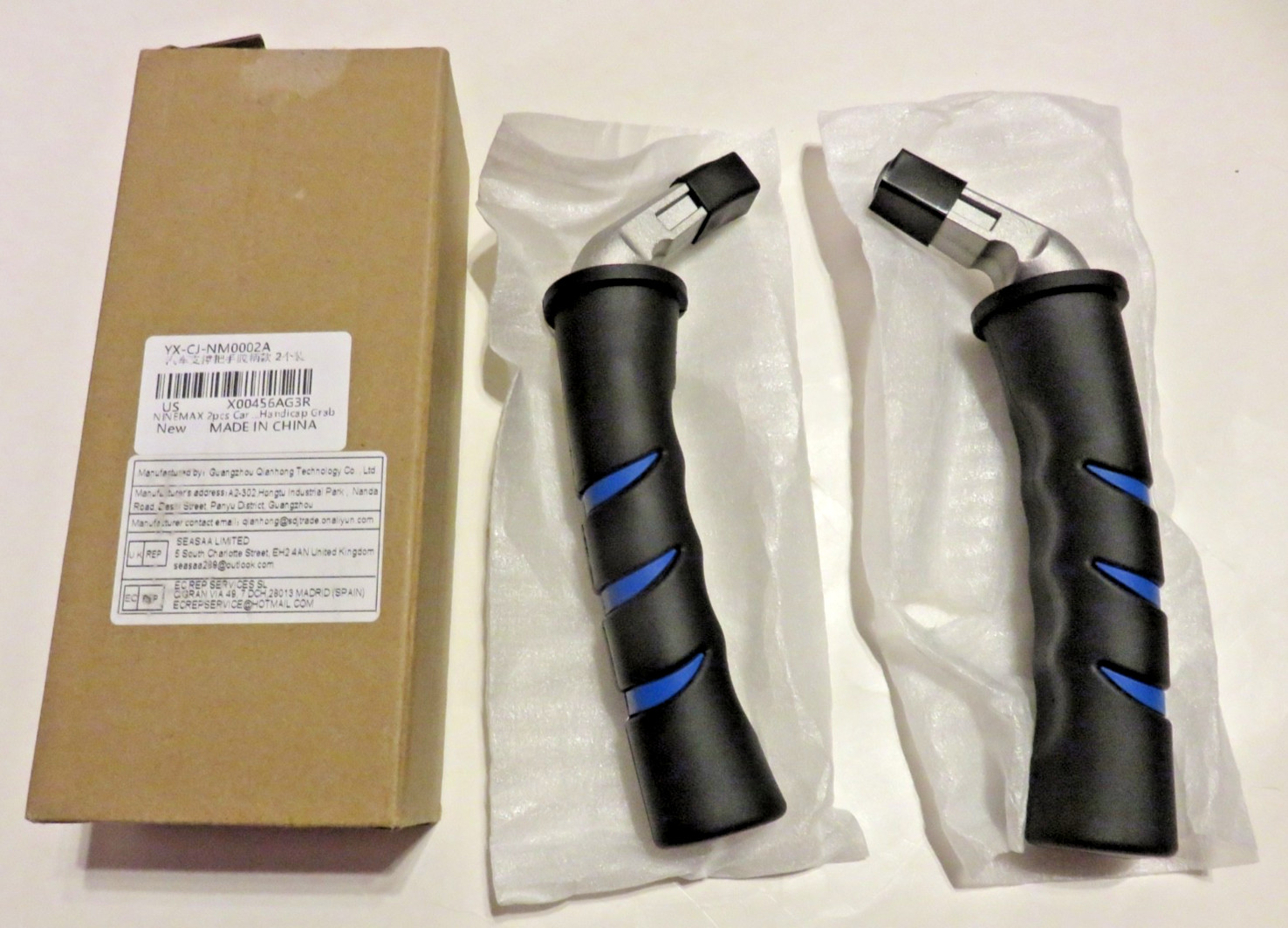 NINEMAX Car Door Handle for Elderly Pack of 2 Black/Blue NEW! US SELLER!!