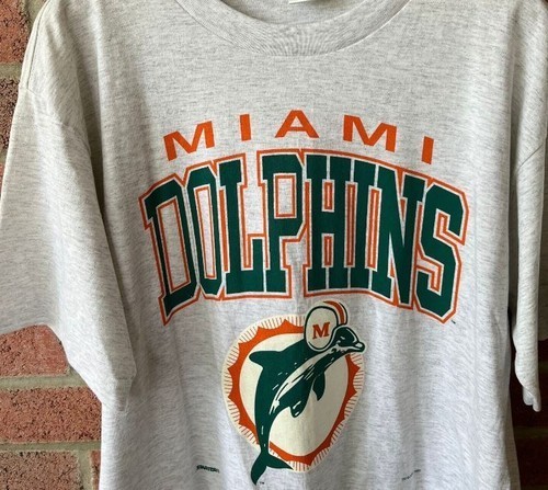Vintage Miami Dolphins NFL Football Graphic Ash Color Shirt  AN57771
