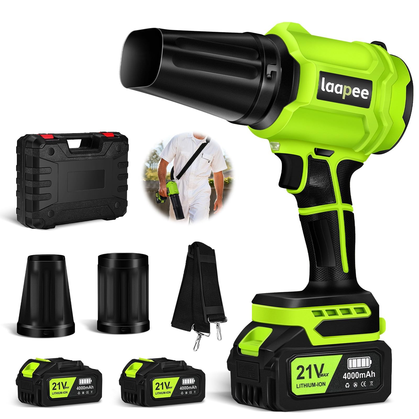 Leaf Blower Cordless,Battery Powered 800,000 RPM Electric Leaf Blower with 2 ...
