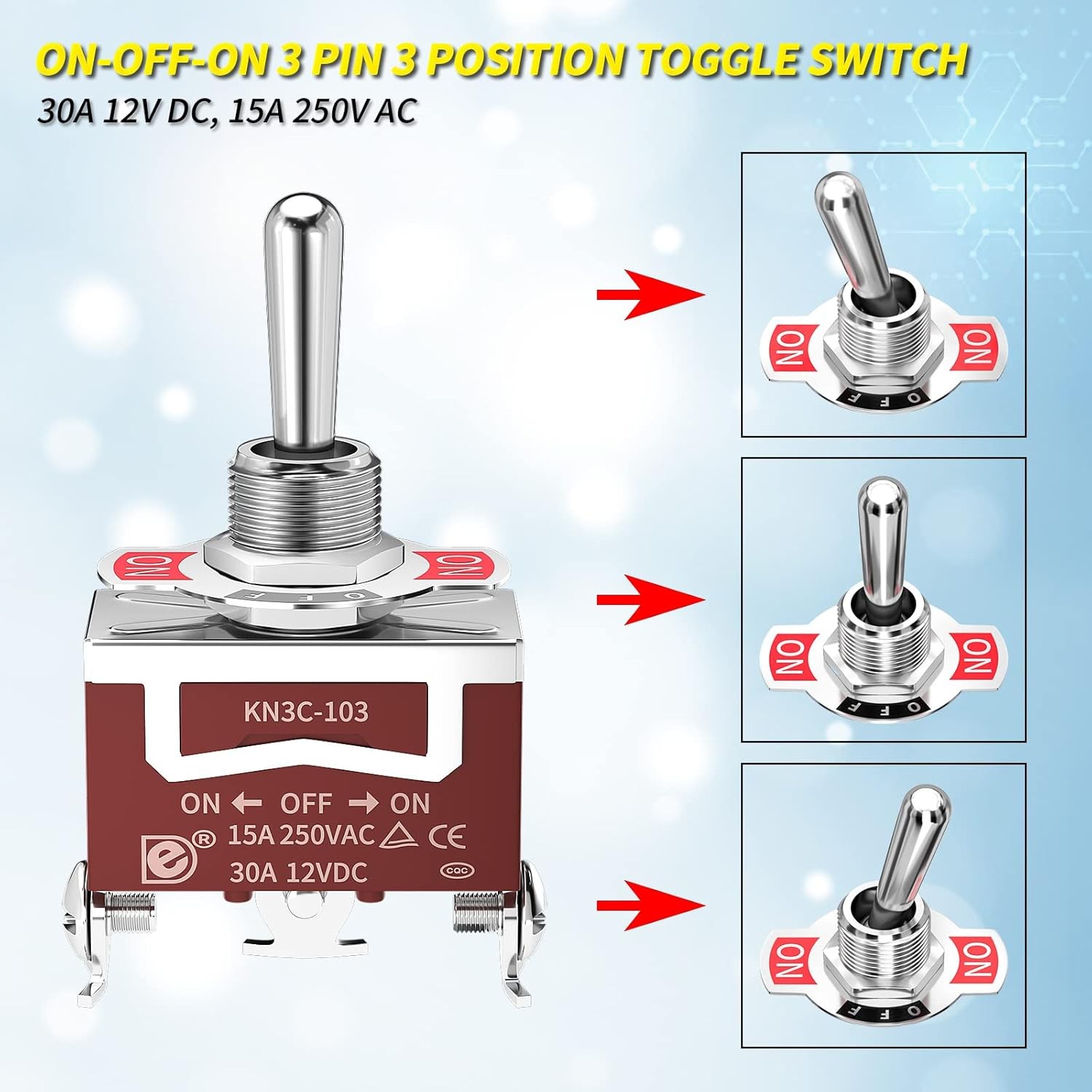 3 Pack 12V SPDT Waterproof Toggle Switch