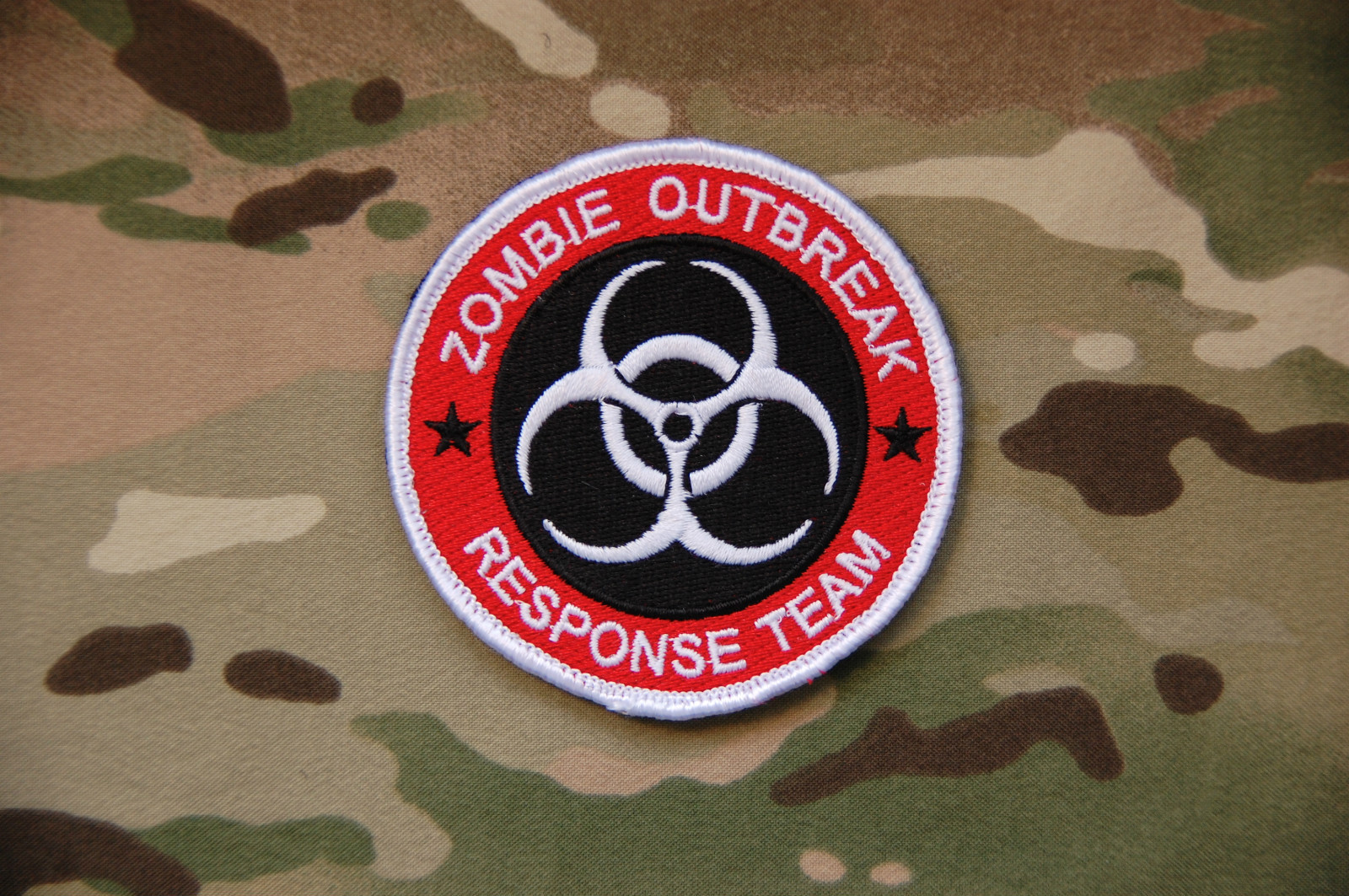 ZOMBIE OUTBREAK RESPONSE TEAM Tactical Biohazard Red Patch Undead Hook Backing
