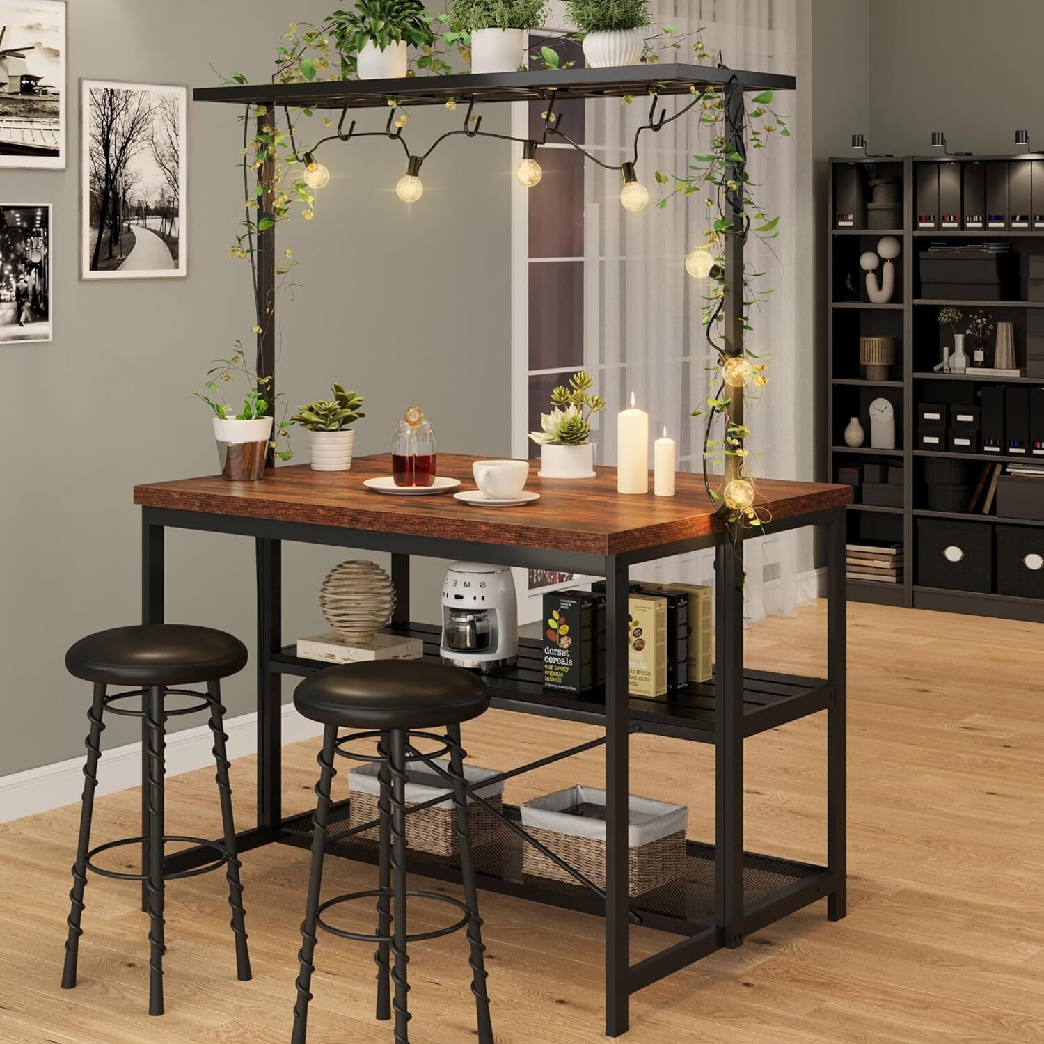 42"/47" Kitchen Island Bakers Rack Multi-Functional Kitchen Island with Storage