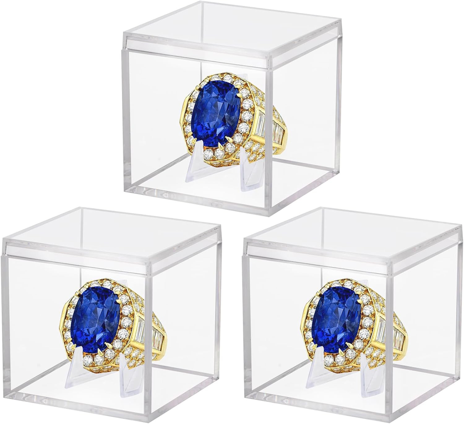 Championship Ring Display Case 3Pcs Clear Acrylic Plastic Baseball Display Case