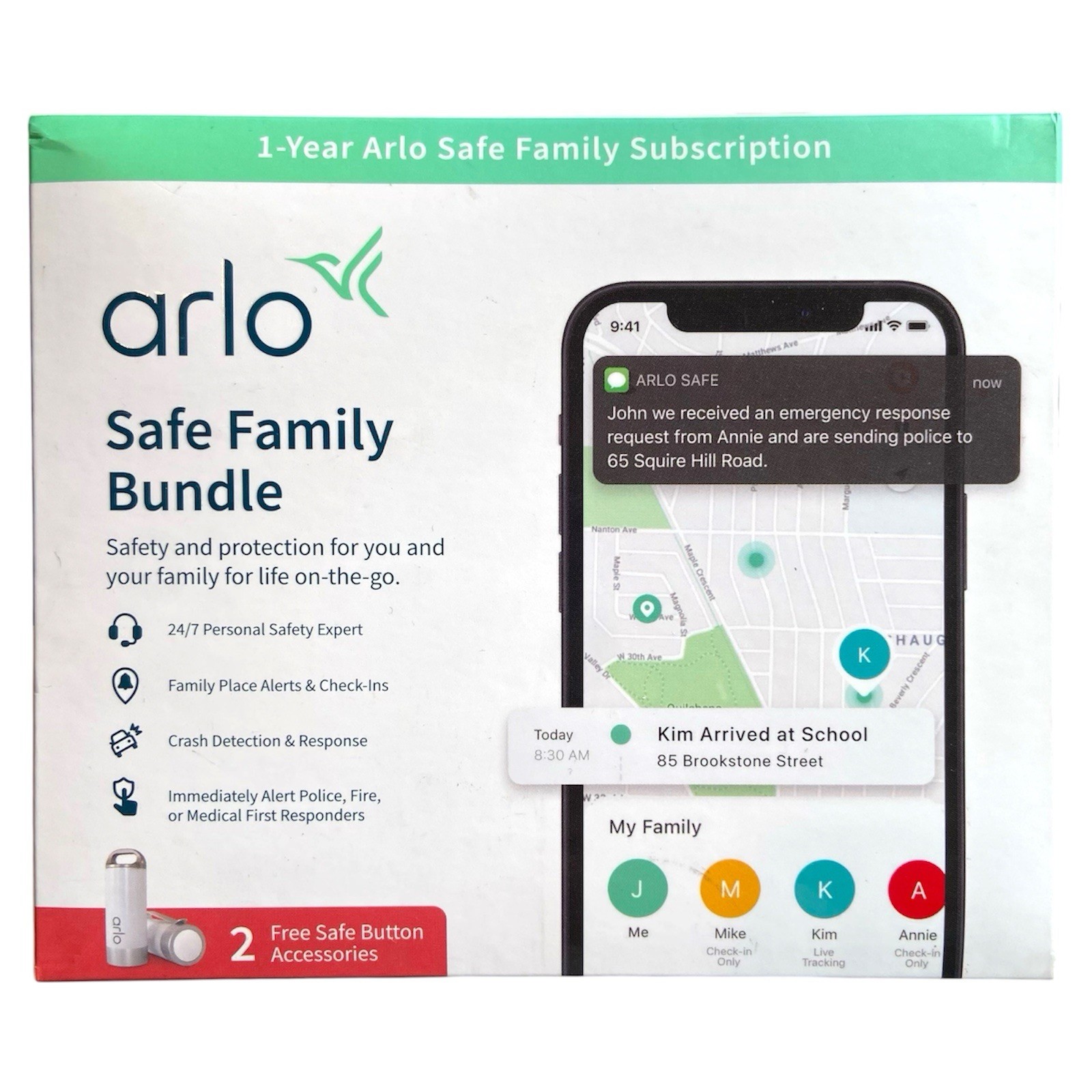 Arlo Safe Family Bundle 1 Year Safe Family Plan and 2 Safe Button Accessories