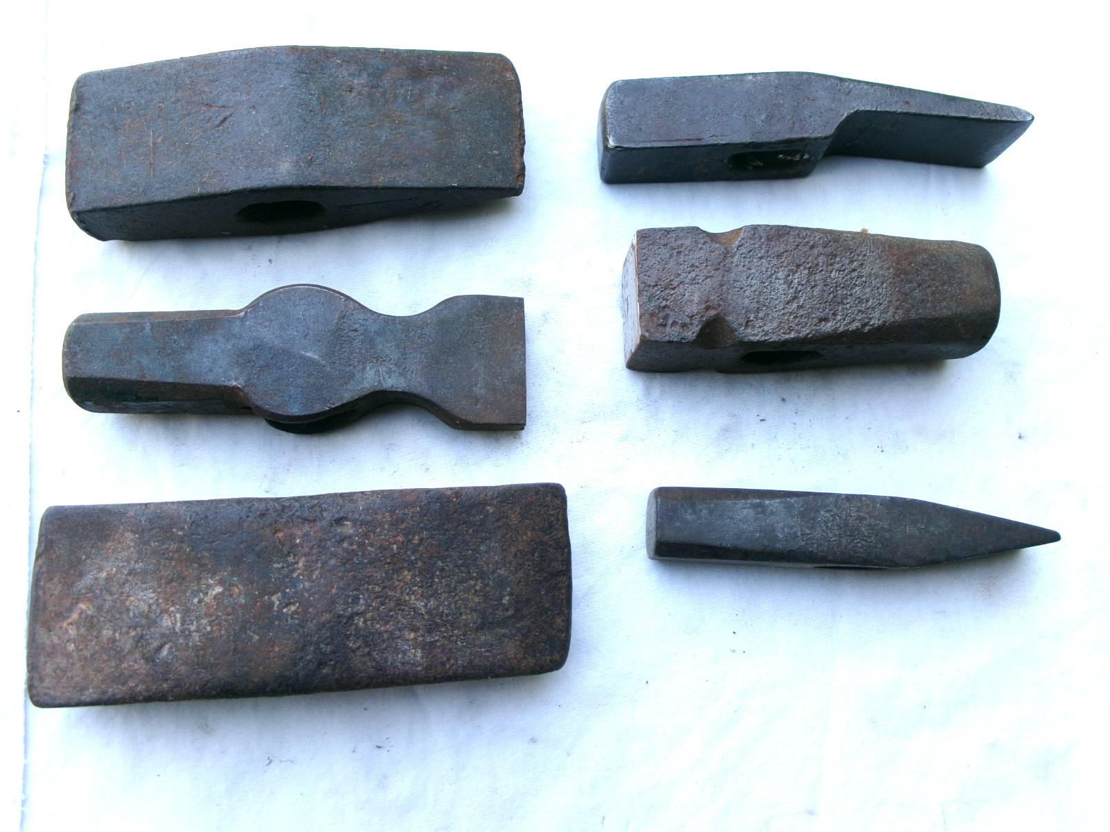 GROUP OF 6 ASSORTED METAL WORKING, BLACKSMITH, AND STONEWORK HAMMERS