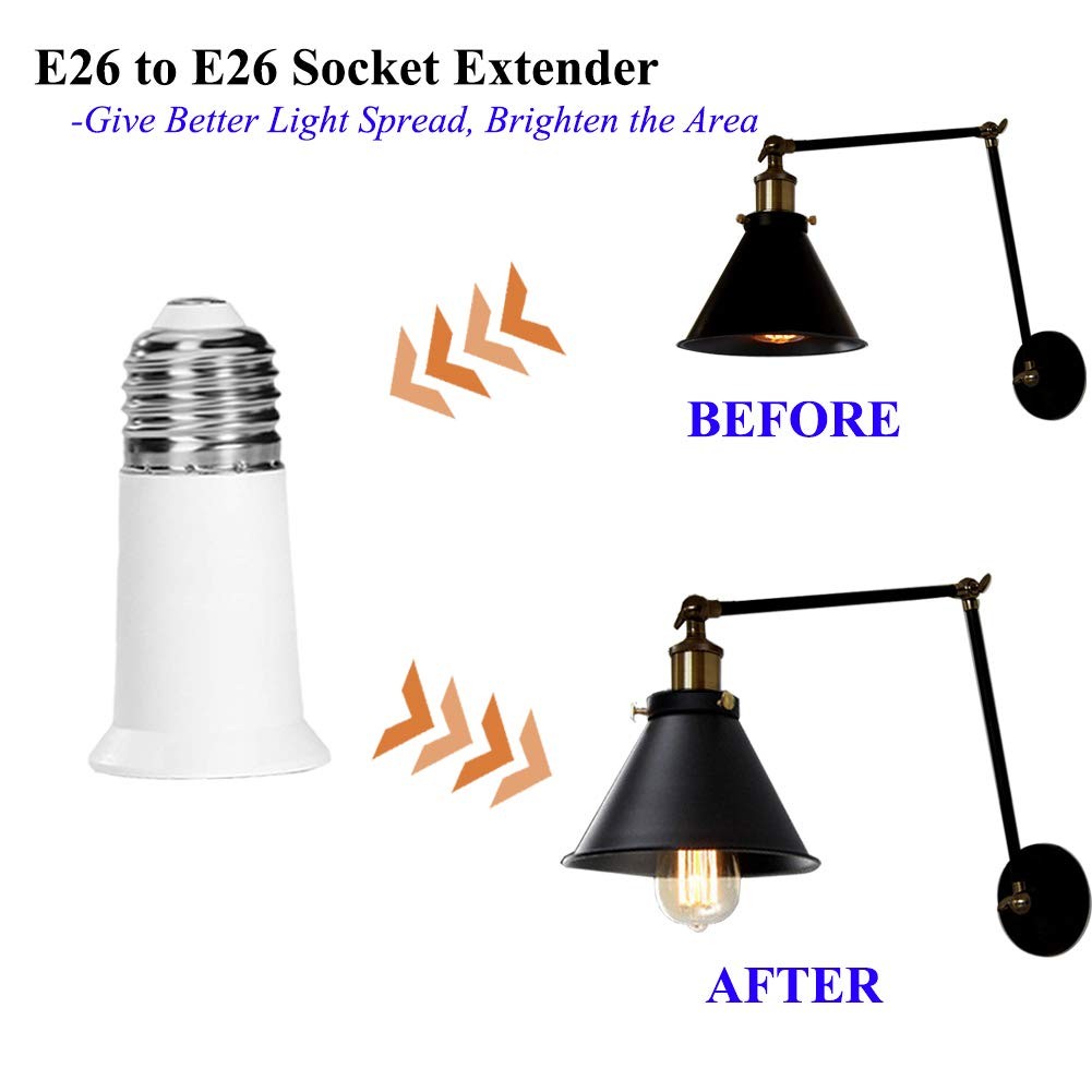 E26 Socket Extender - 6.5CM/2.56 Inch Socket Extension Adapter, 6-Pack