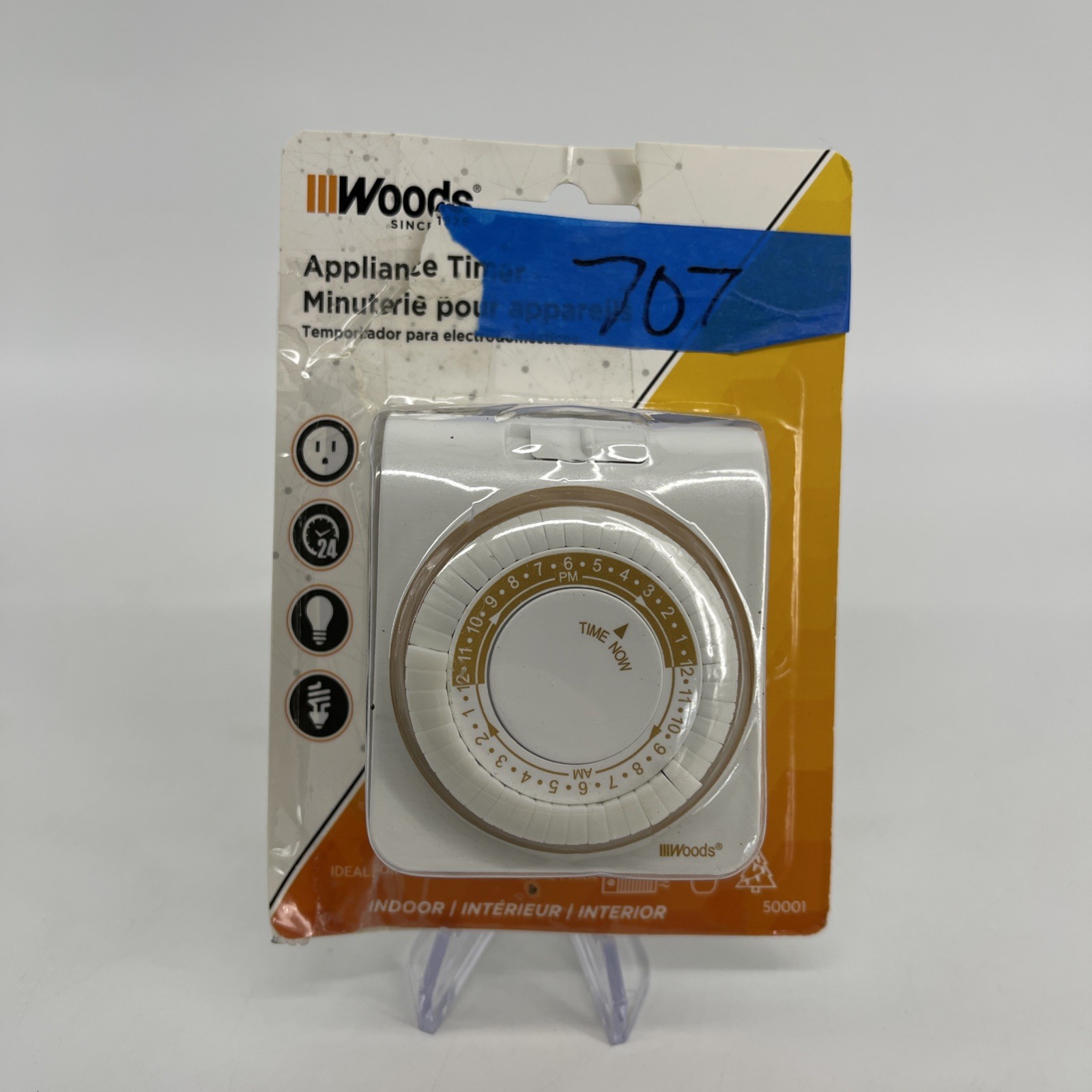 Woods Indoor Appliance Timer Grounded Outlet 24-Hour On/Off Settings 50001
