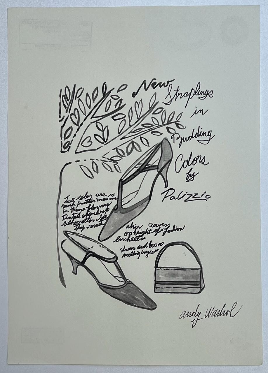 Andy Warhol (Handmade) Drawing On old Paper Signed & Stamped, Vtg Art