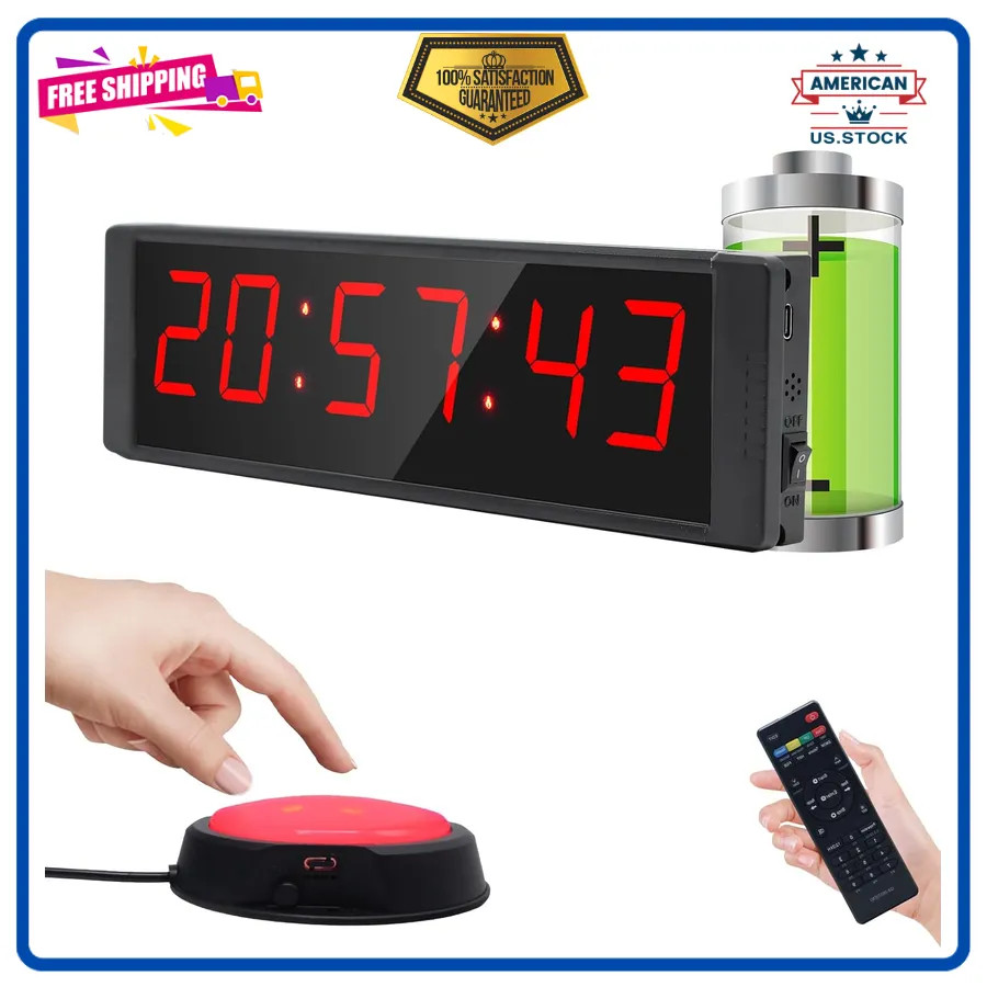 LED Digital Gym Timer with Remote Control Large Interval Countdown Clock Buzzer