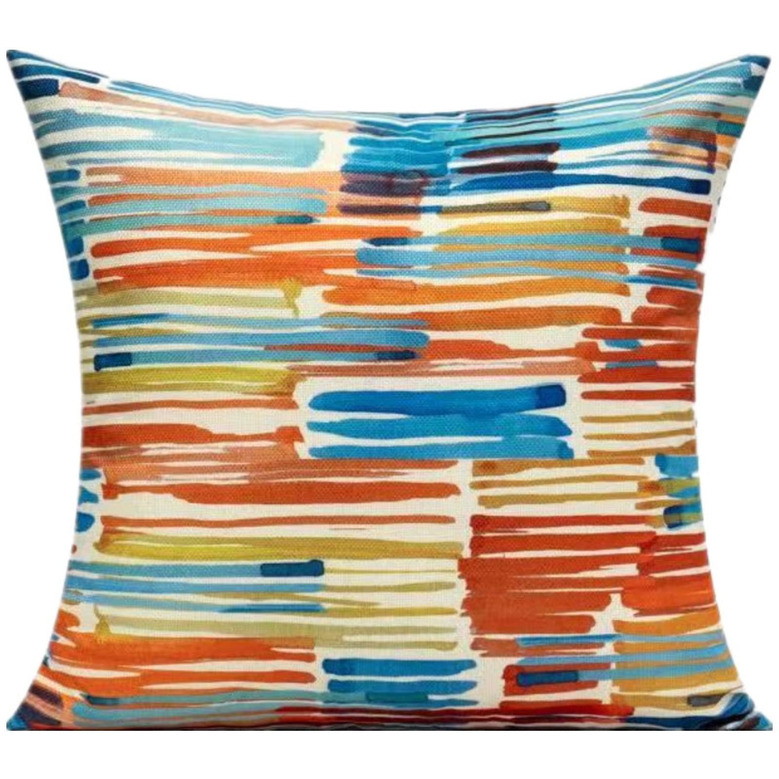 Outdoor Throw Pillow Covers 18X18 Set 18" x (Pack of 4), Colorful Stripe