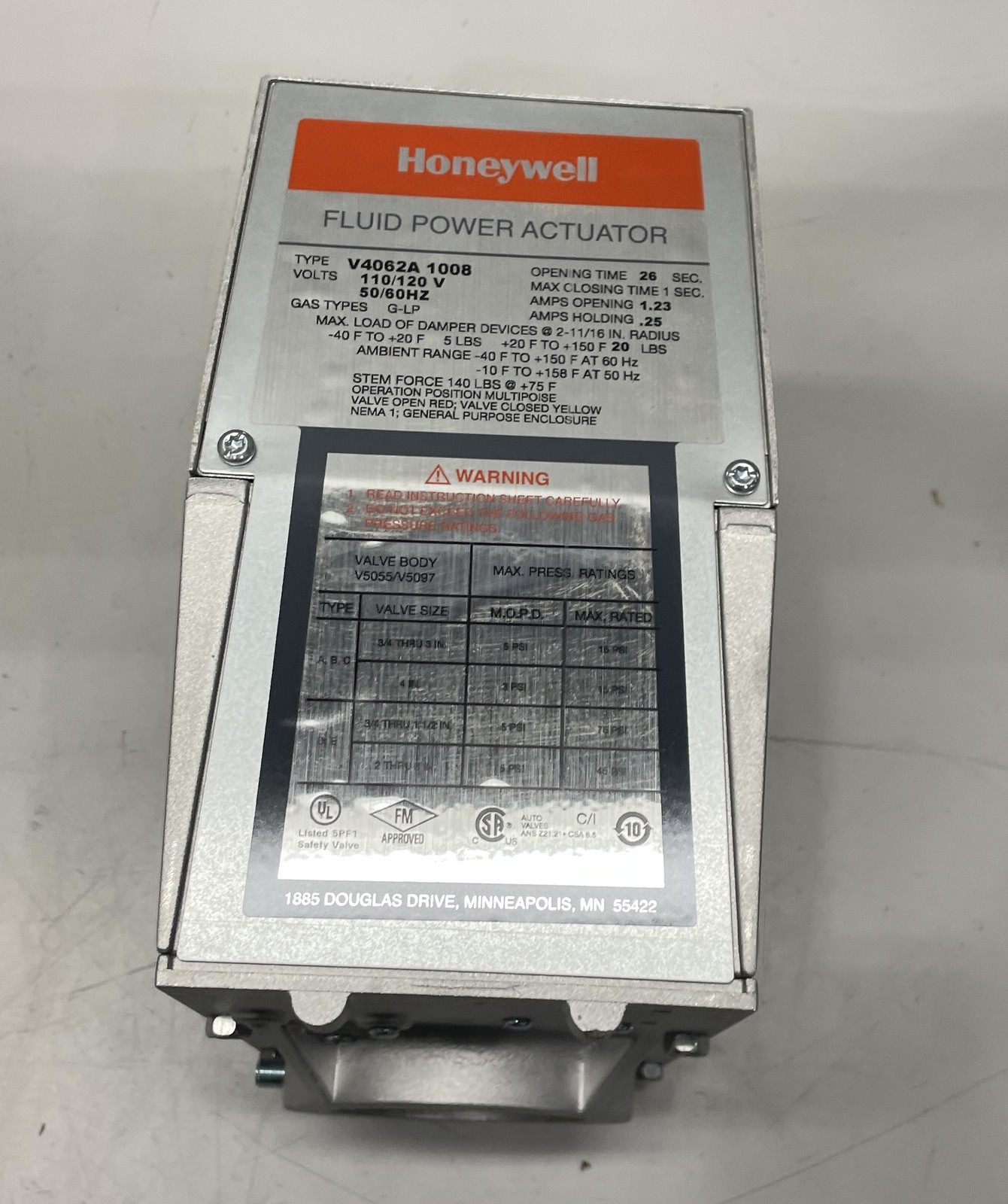 Honeywell Low Pressure Hi-Lo-Off Actuator V4062A1008