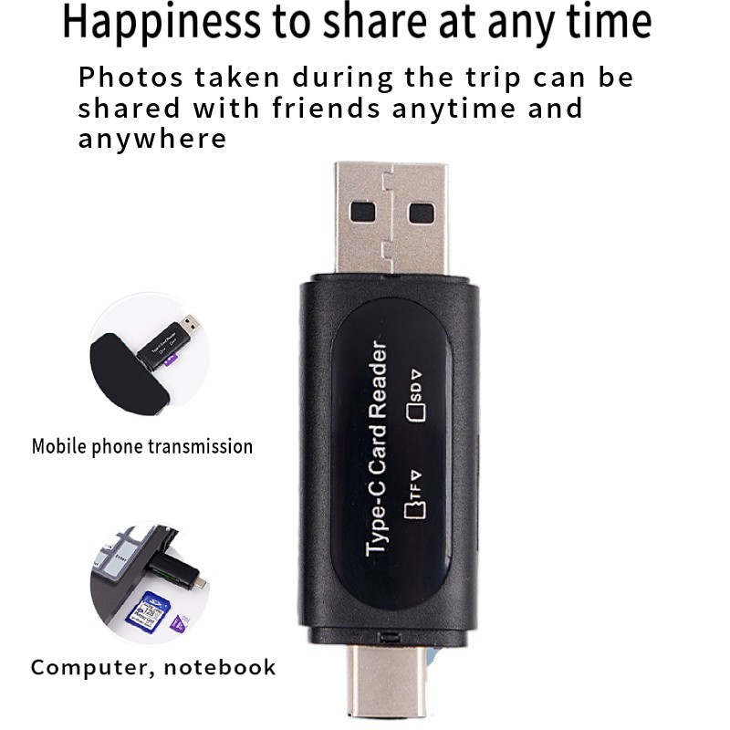 4 in 1 USB Type C SD TF Card Reader USB 2.0 Memory Card Adapter for Laptop PC