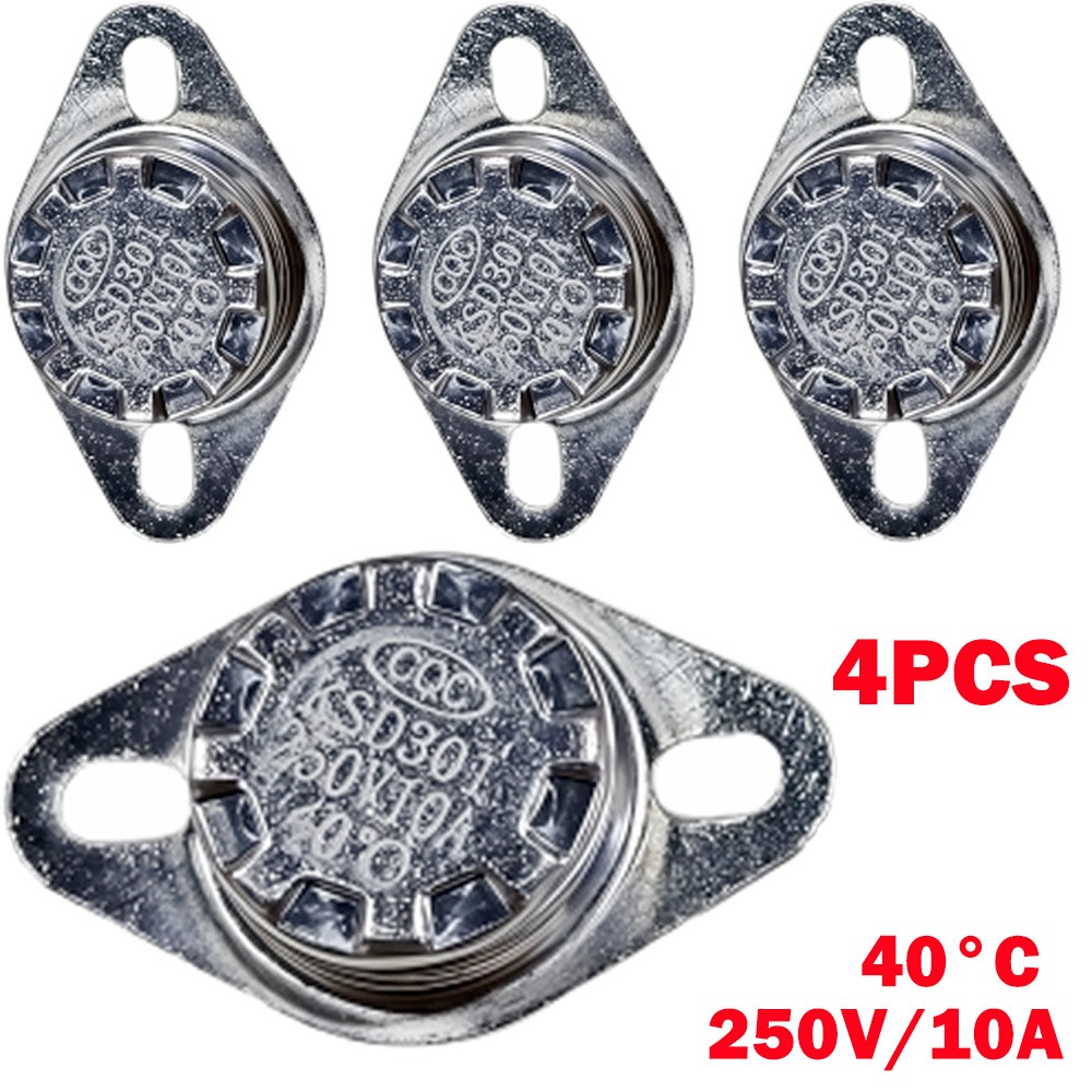 4Pcs Thermostat 40°C 10A Bent-Pin Normally Closed NC Temperature Switches 6.3mm