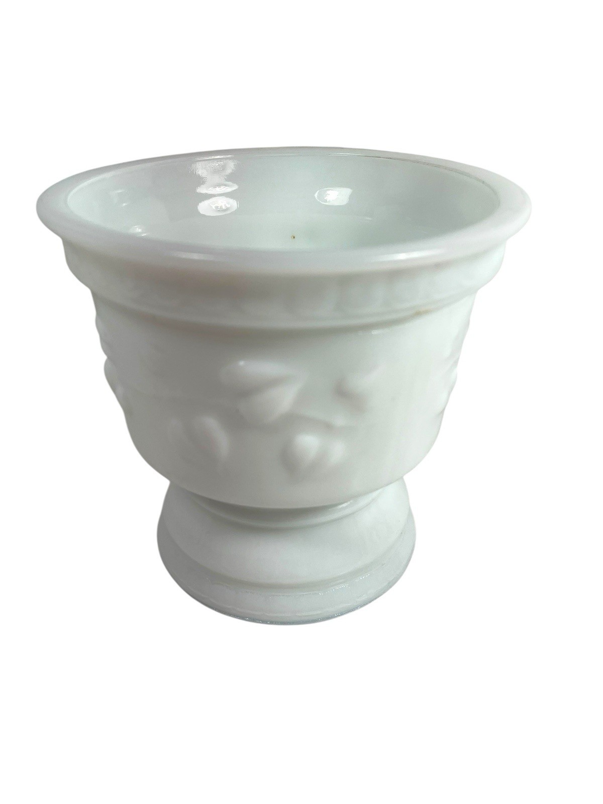 Milk Glass Small Planter Raised Ivy Mold #7