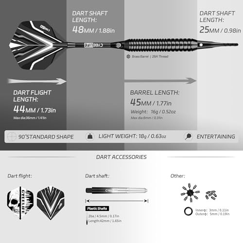 Soft tip Darts Set with Brass Barrel,Professional Darts Plastic