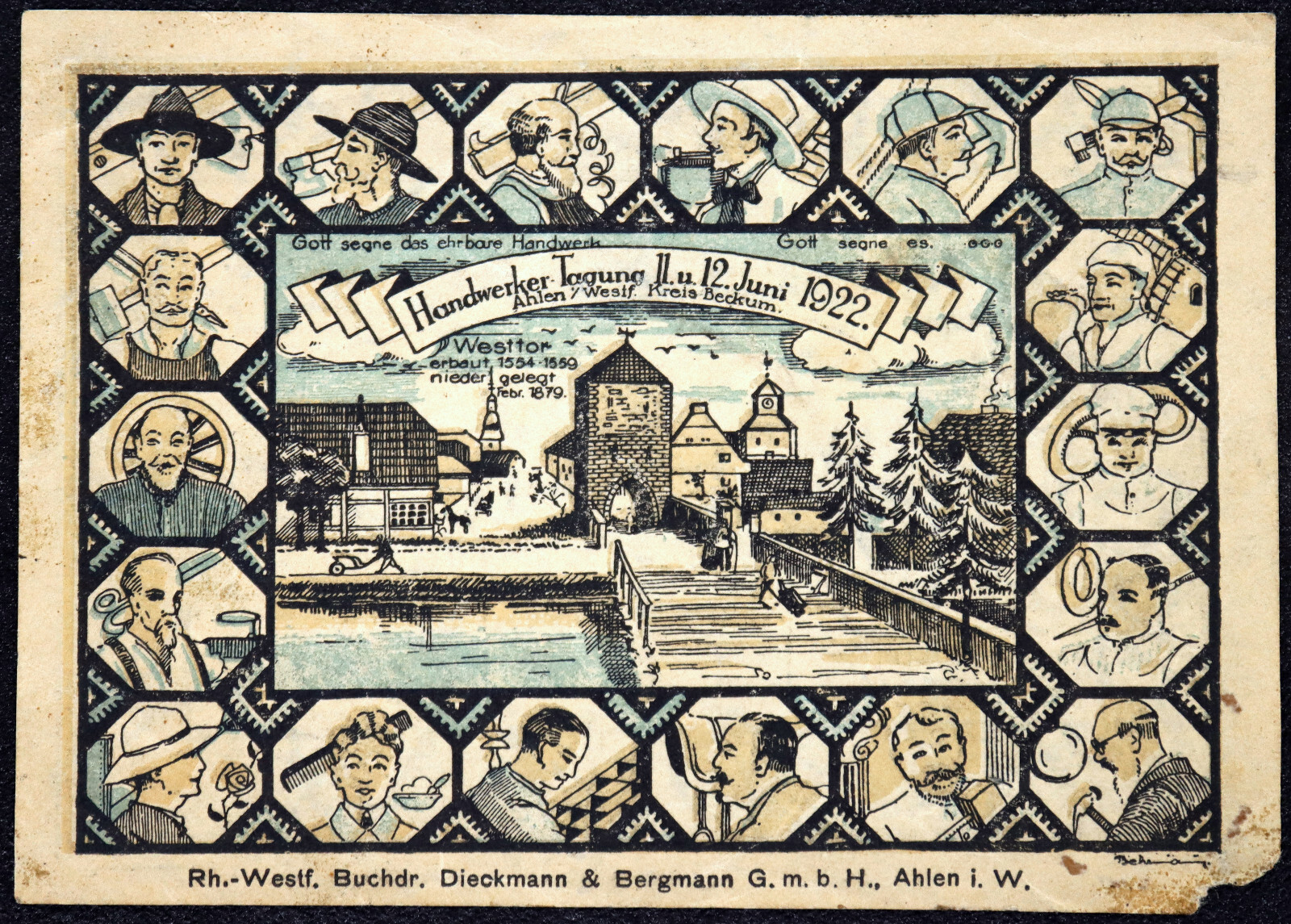 AHLEN 1922 XX-RARE "Handwerker-Tagung" Complete set of one German Notgeld