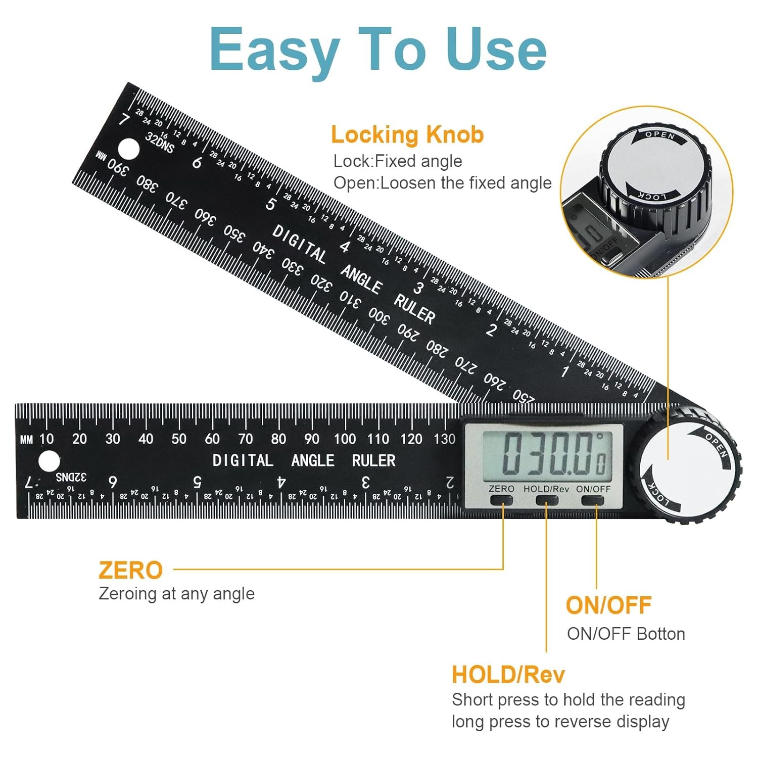 Third Generation Protractor Angle Finder, Digital Angle Ruler with 7inch/200mm,