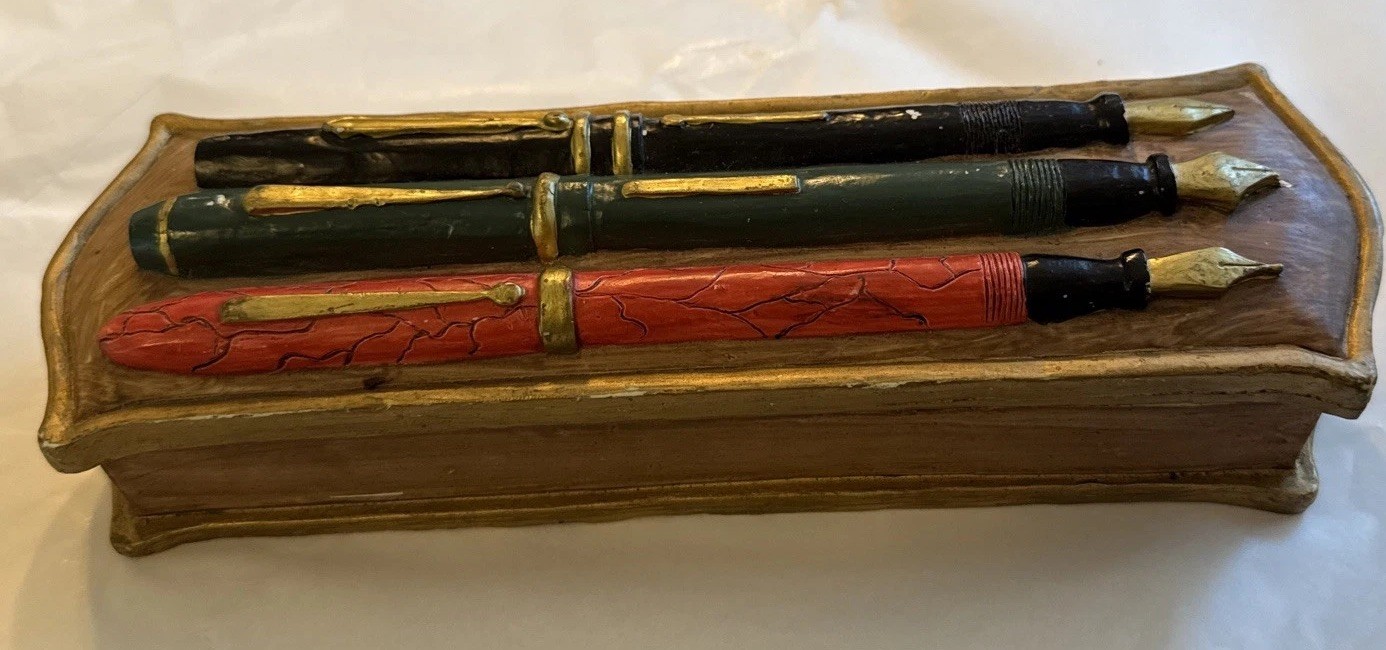 Vintage Style Decorative  Resin  9  X 3.5 Inch Pencil Box
