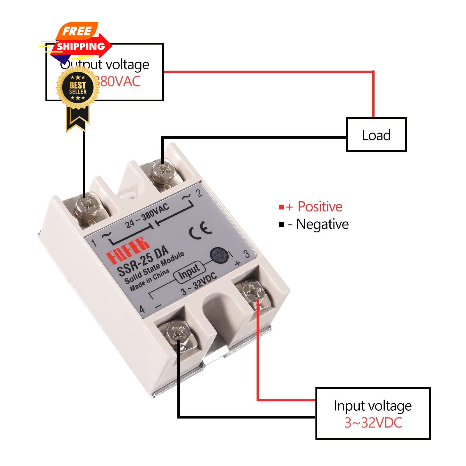 Coliao 4pcs Solid State Relay SSR-25DA DC to AC Input SSR-25DA,