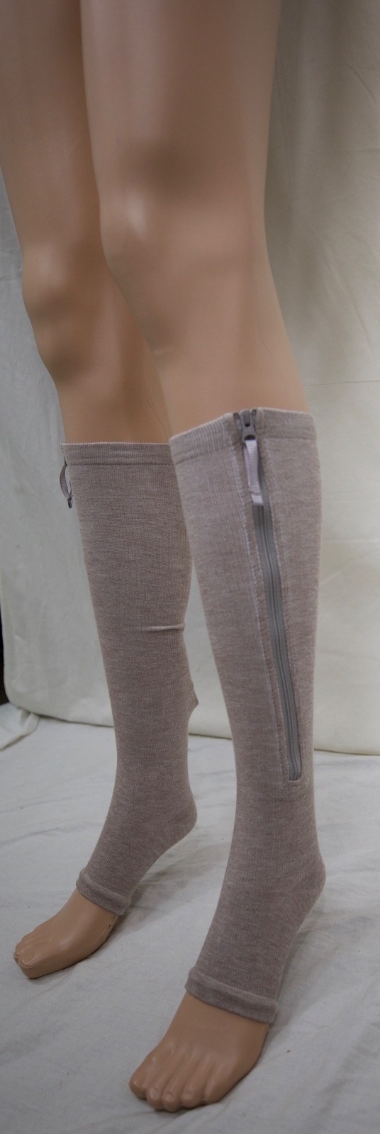 Open-Toe Compression Socks, side zippers, XS.