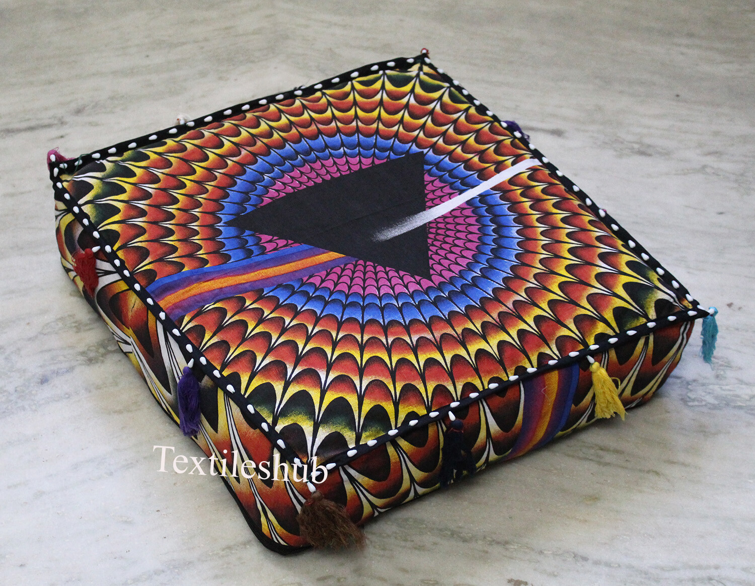 22" New Indian Multicolored Mandala Square Cushion Cover Home Decor Pillow Cover